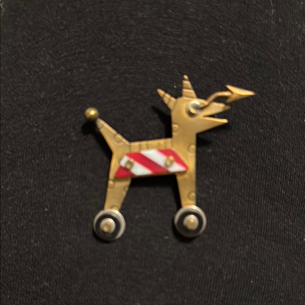 Rare Vintage 1990 Thomas Mann “Dogmatic” Dog on Roller Skates Brooch Pin, Signed
